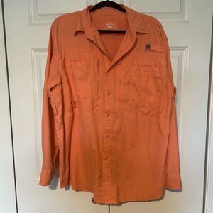 Reel Legends Men's Orange Long Sleeve Outdoor Fishing Shirt